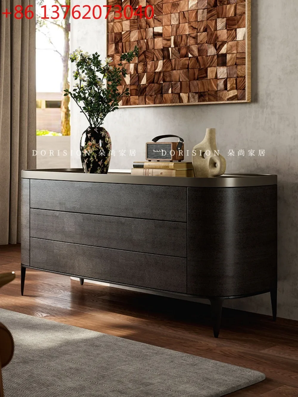 Italian minimalist three-bucket cabinet for home entry, modern minimalist