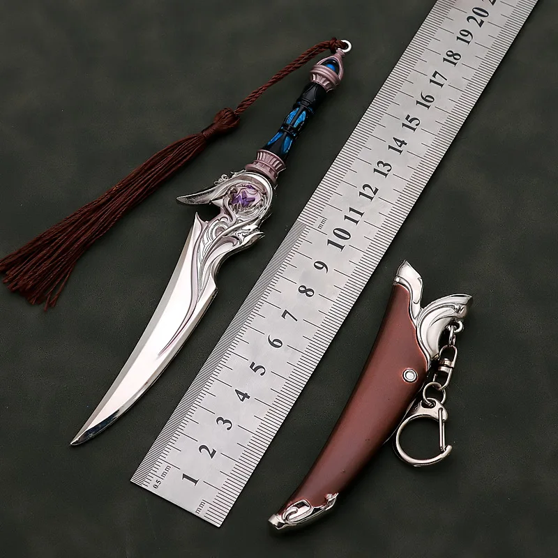 Couteau tigre blanc, armes de copie de jeu de 6.3 pouces, modèle en métal cool, porte-clés de décoration adapté à la voiture, au bureau et à la maison