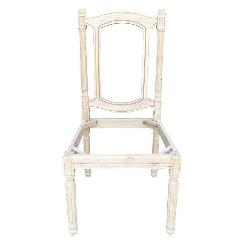 

White stubble furniture studio villa household chair French export solid wood carving flower braided rattan white embryo chair