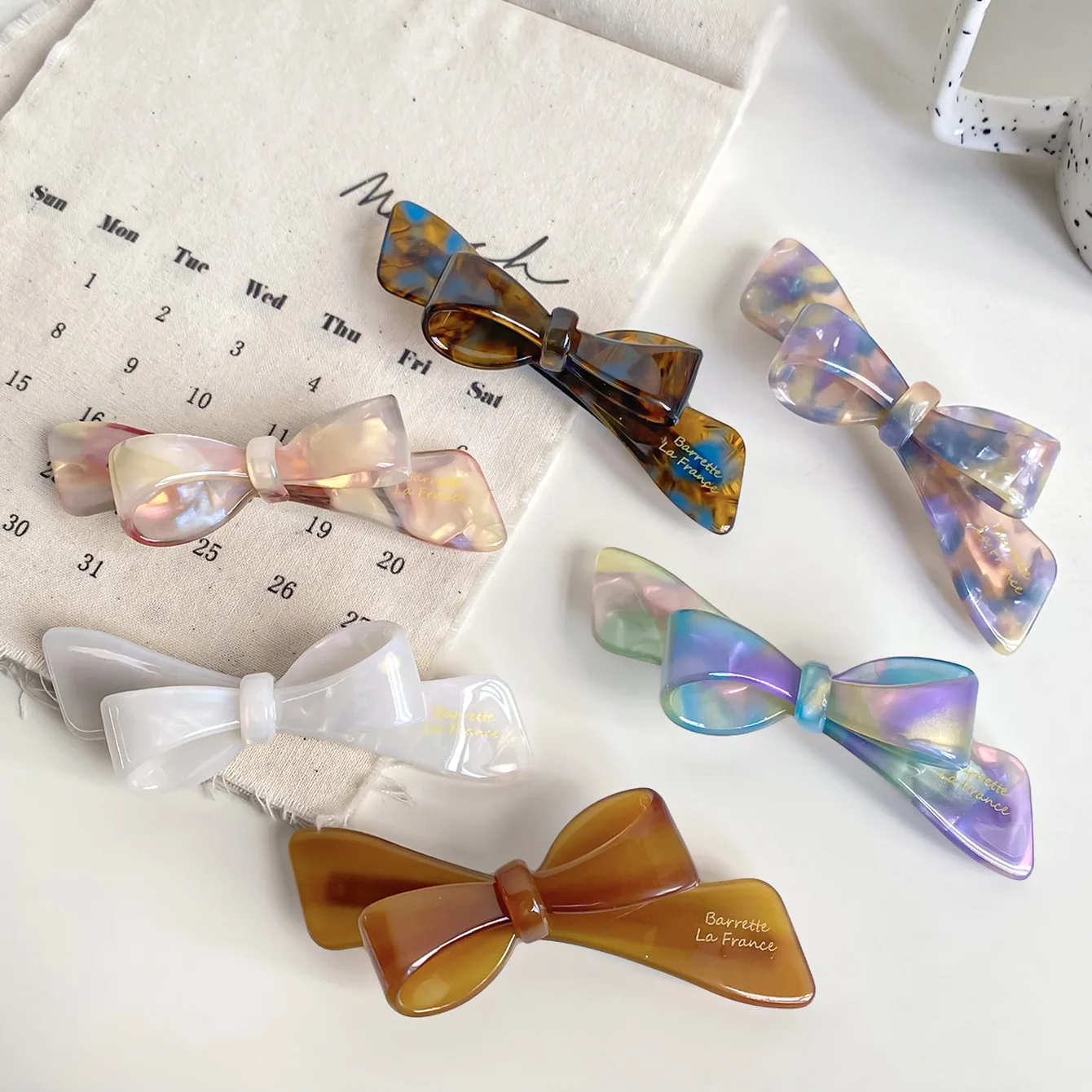 Three-dimensional bow, acetic acid hairpin, high-end horizontal clip, one-word clip, back head spring clip, hair accessories, headgear.