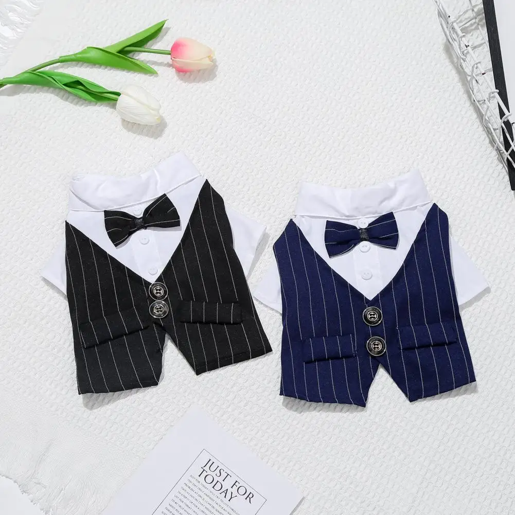 Pet Shirt Bow Tie Lapel Collar Formal Style Dog Shirt Pet Tuxedo Clothes Bowknot Graduation Clothing Gentleman Prince Wedding