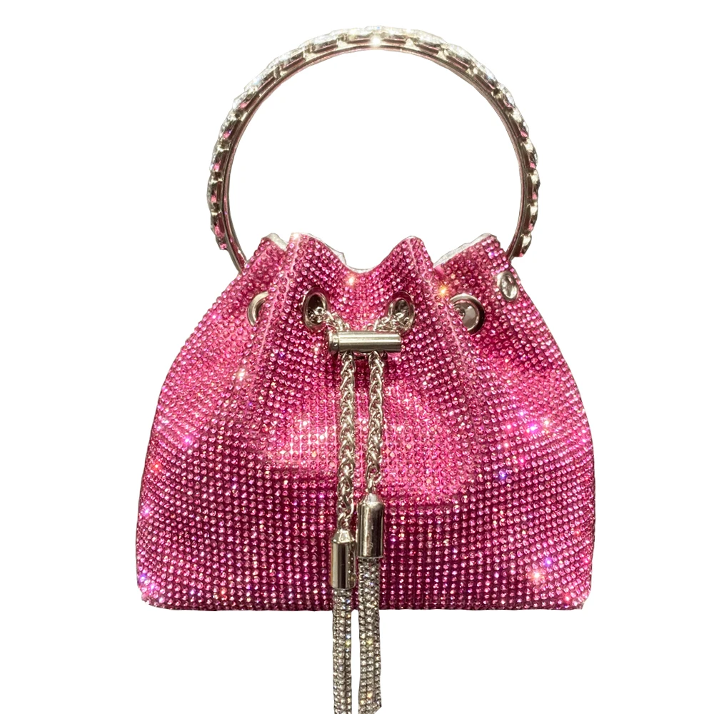 Monederos y bolsos de diseñador de lujo para mujer, bolso de mano de cubo, bolso de banquete de noche, bolsos de hombro con diamantes de imitación de cristal