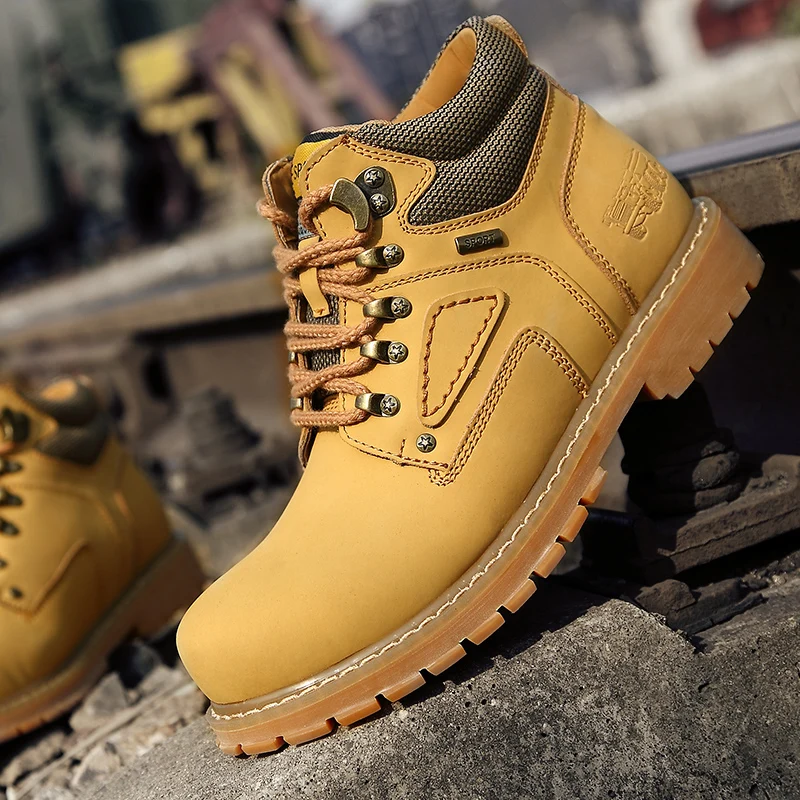 

Зимние мужские походные ботинки, кожаные мужские ботильоны, теплые зимние ботинки на меху, нескользящая рабочая обувь, уличные прогулочные кроссовки для скалолазания