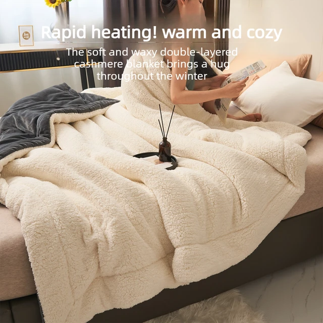 Super Soft Imitation Lambswool Autumn Winter Blanket Double Queen Blankets High-quality Comfortable Milk Fleece Sofa Blanket 3
