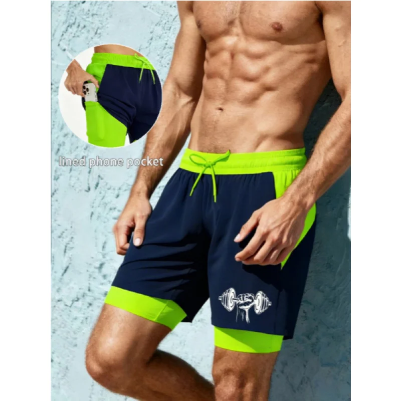 Men'S Lightweight Quick-Dry Swimming Shorts Double Layer Design With Inner Brief For Beach Pool Use Machine Washable