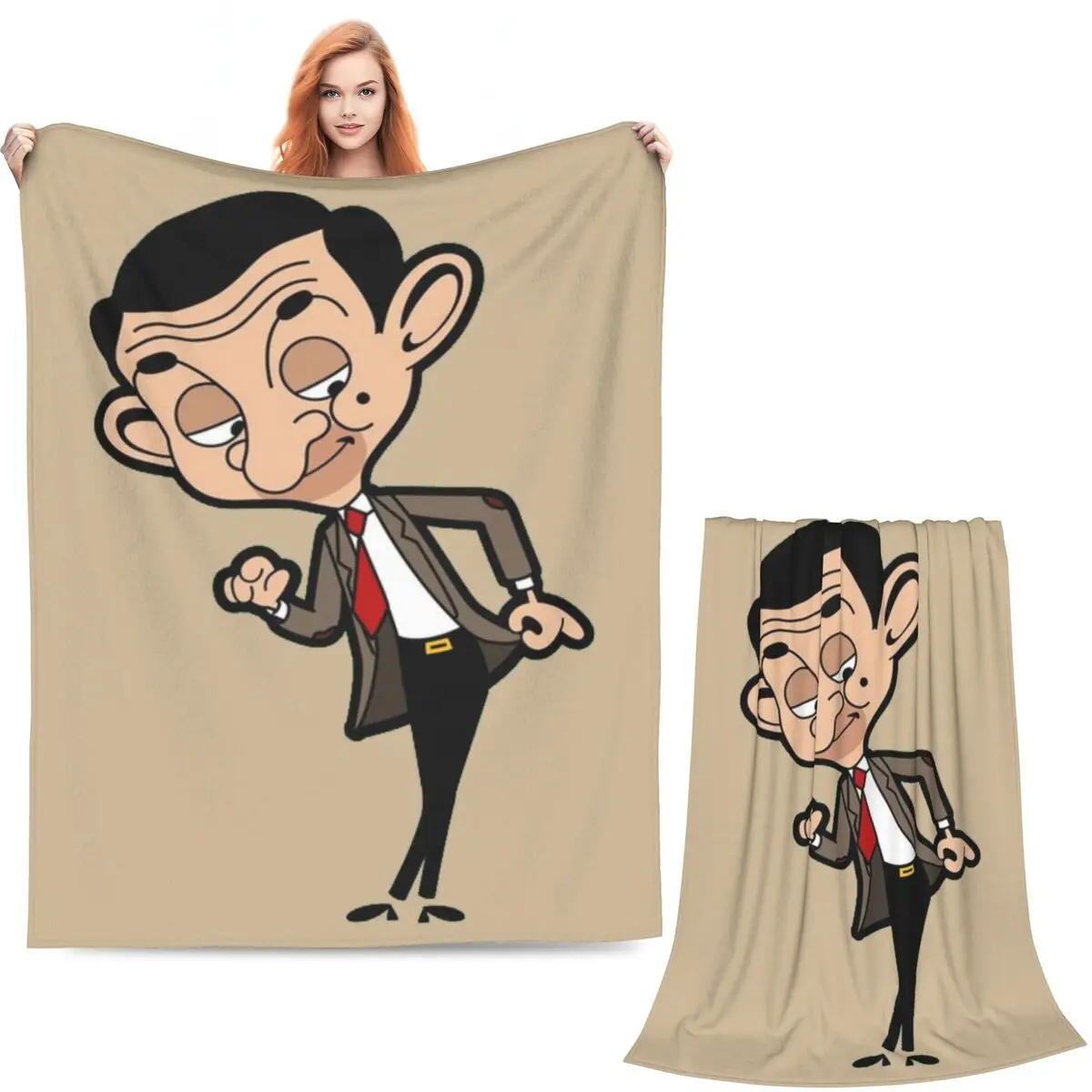 Mr Bean Blankets Soft Warm Flannel Throw Blanket Cover for Bed Living room Picnic Travel Home Couch