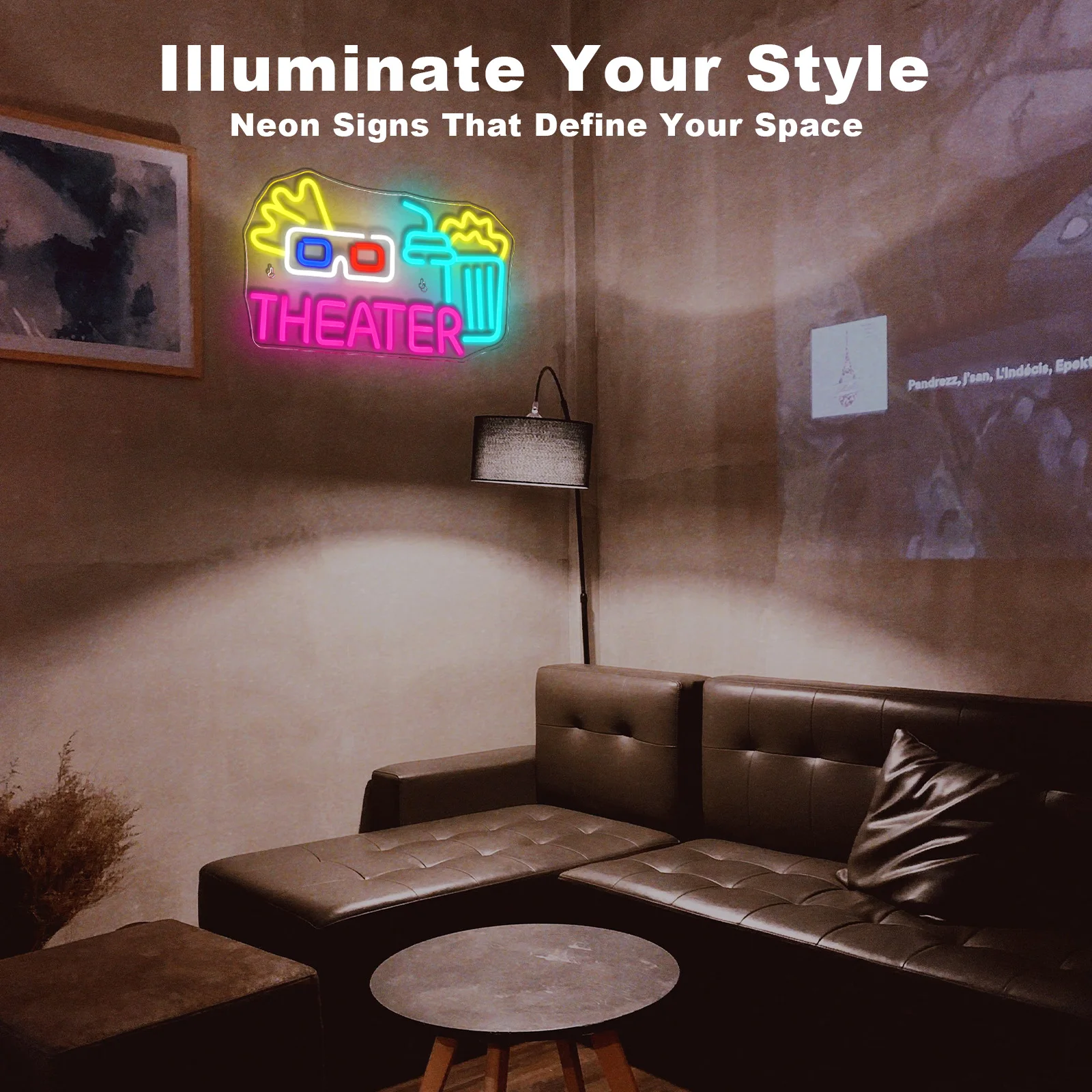 Theater Neon Signs Custom For Wall Decor Cinema For Theater Light Up Sign For Film Room Party Movie Night Decor Present Light