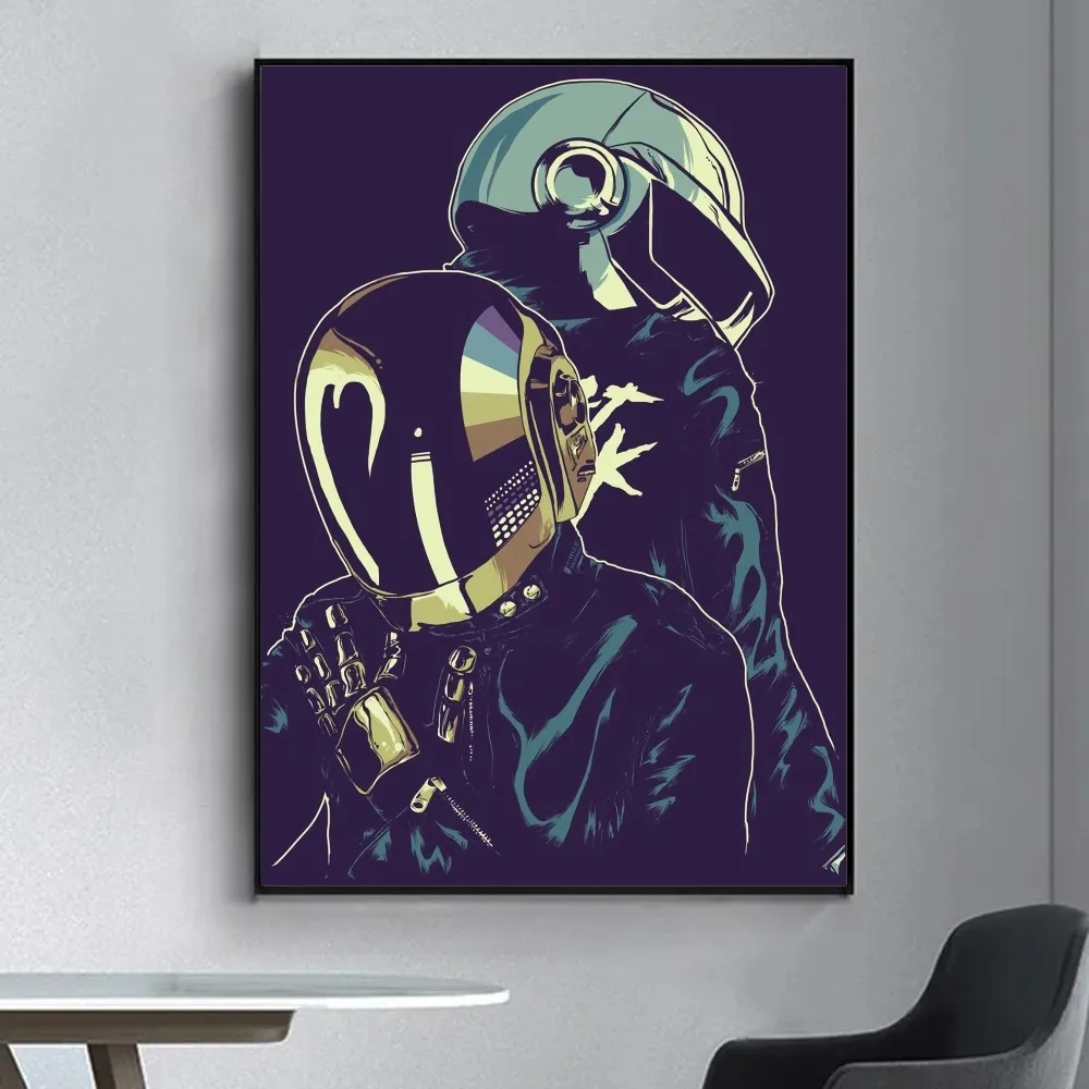 Daft Punk Rock Band Poster Fancy Poster Wall Sticker for Living Room Bar Vintage Decorative Painting Middle