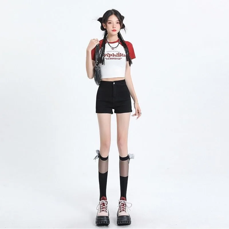 Shorts Women Black High Waist Straight Denim Dancing Hip-covering All-match Korean Trendy Chic Popular Summer Ins College Daily