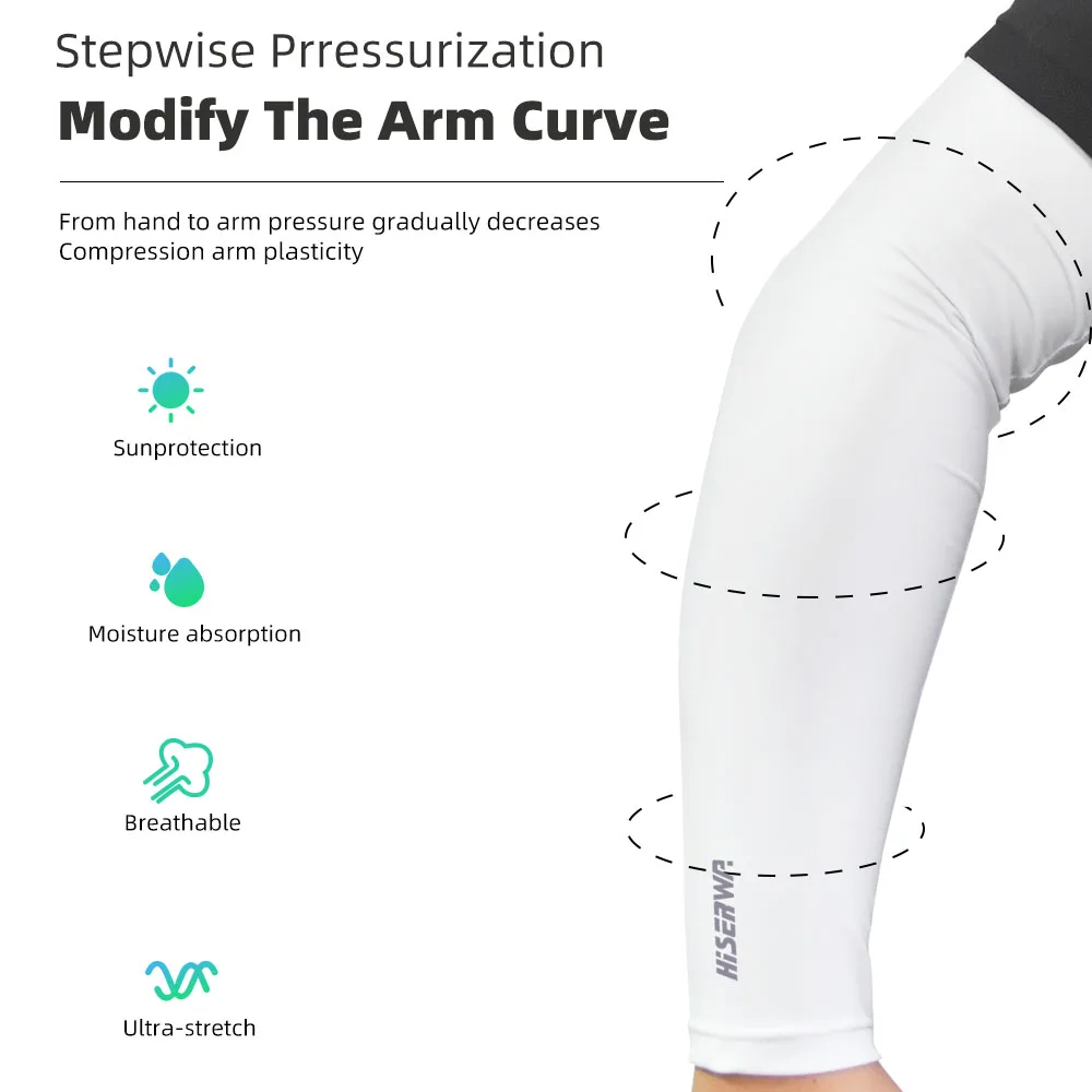 HISERWA Cycling Sleeve Outdoor Sports Arm Sleeve Sun Protection UV Arm Breathable Fabric Running Cycling Arm Warmers Classic