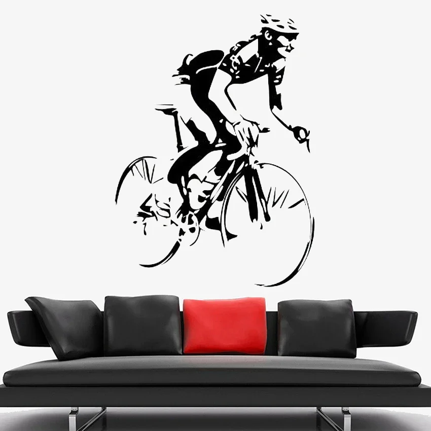 Cyclist Bicycle Wall Decal Road Bike Wall Sticker Racing Sport Vinyl Sticker Removable Interior Home Bedroom Decor Mural C310