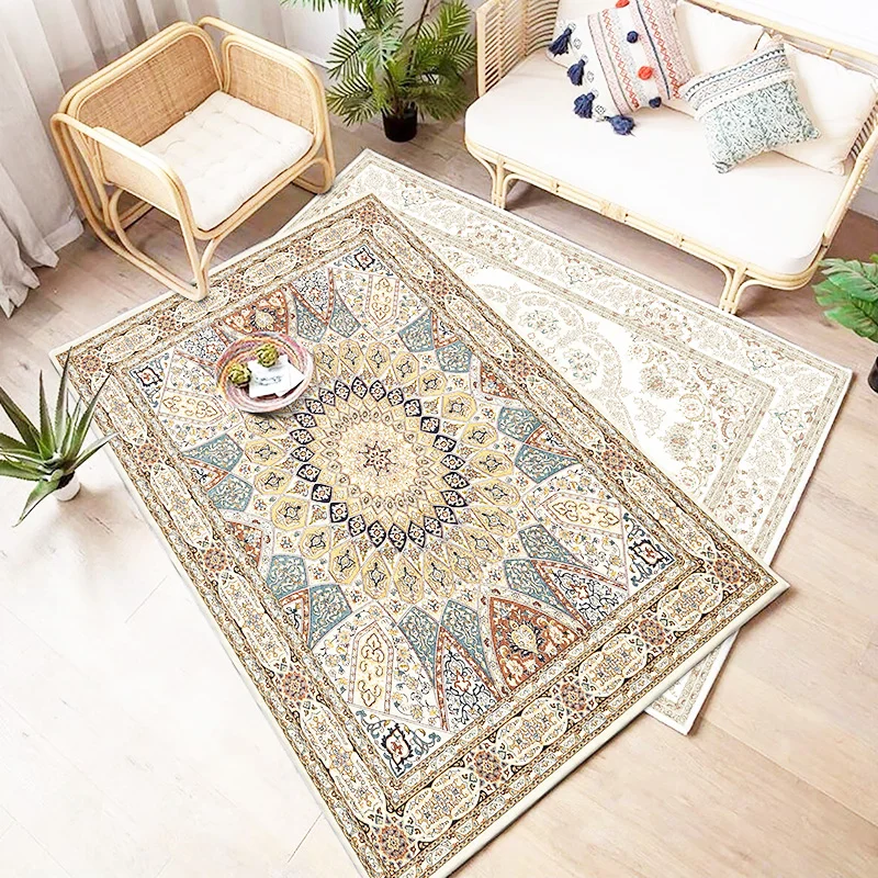 Retro Ethnic Carpets for Living Room Persia Carpet Bedroom Rug Non-slip Washable Porch Floor Mat Lounge Carpet Home Decoration