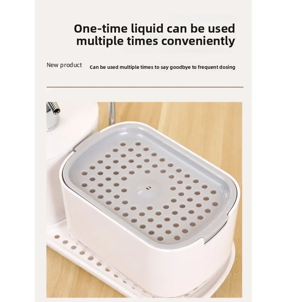 Large Capacity Kitchen Detergent Dispenser Manual Press Double Layer Hand Sanitizer Dispenser Cleaning Liquid Box Kitchen Use