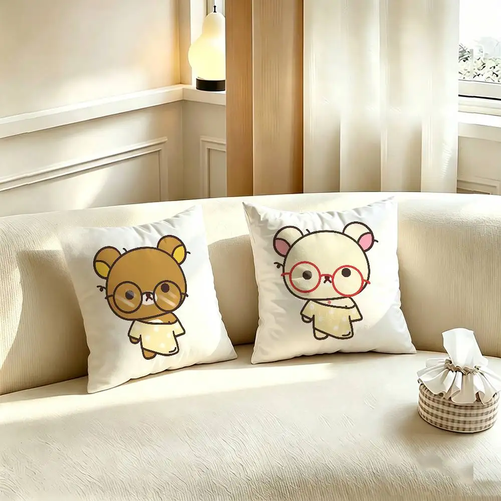 Cute R-Rilakkumas-S Bear Printed Pillow Cover Cushion Case Simple Sofa Pillow Case No Pillow Core