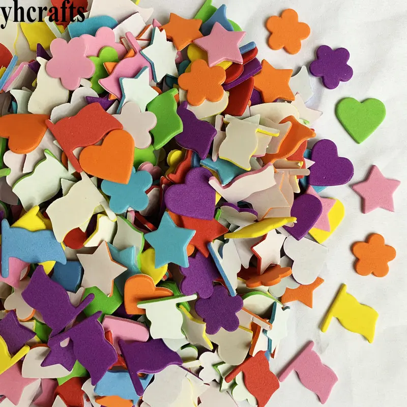 1000PCS 2.5cm mix flower heart star flag Foam stickers Handmade Crafts Reward label  OEM factory wholesale