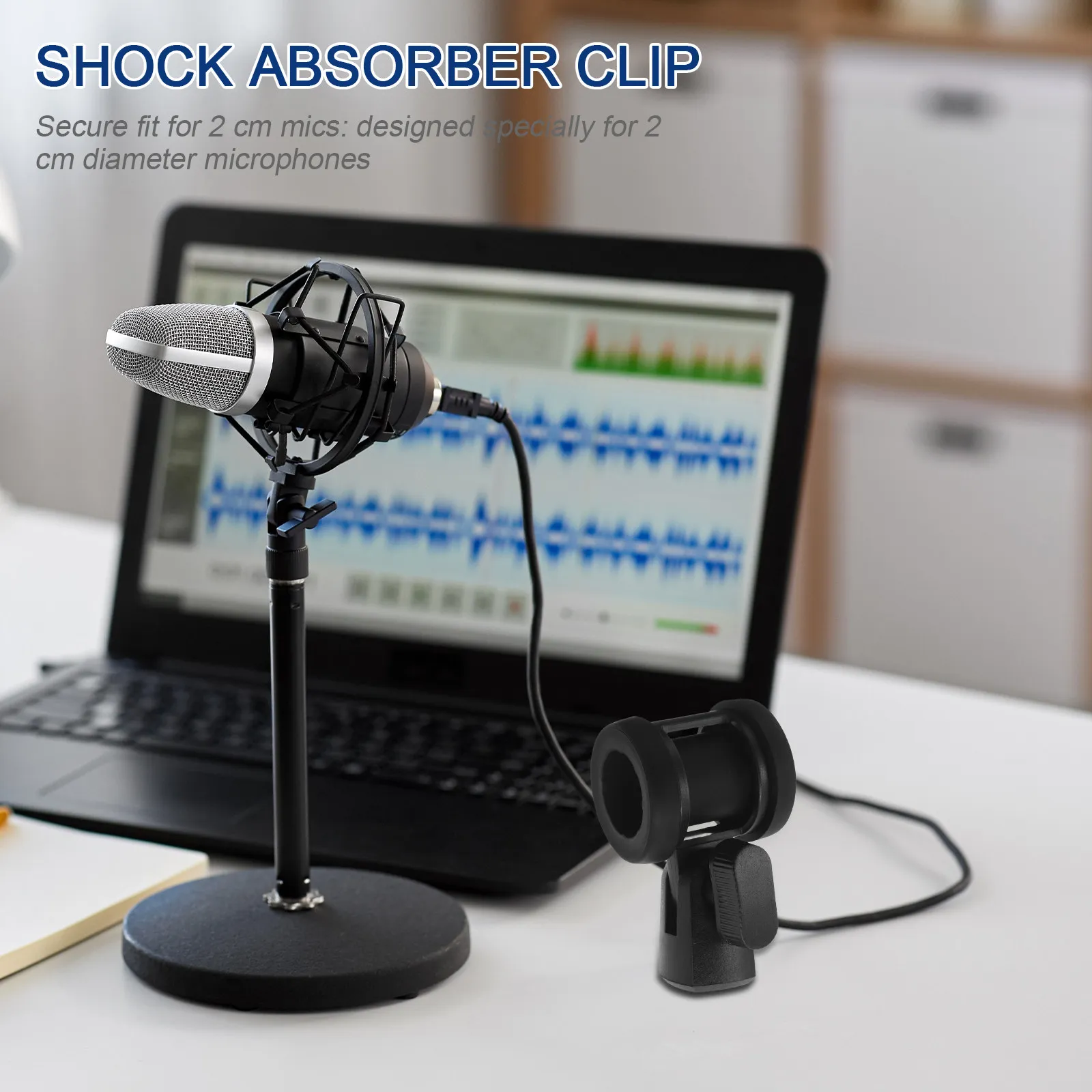 Shock Mount for Broadcast Mic 2Cm Diameter Handheld Microphones Outdoor Interview Live Streaming Rugged Metal Construction Noise