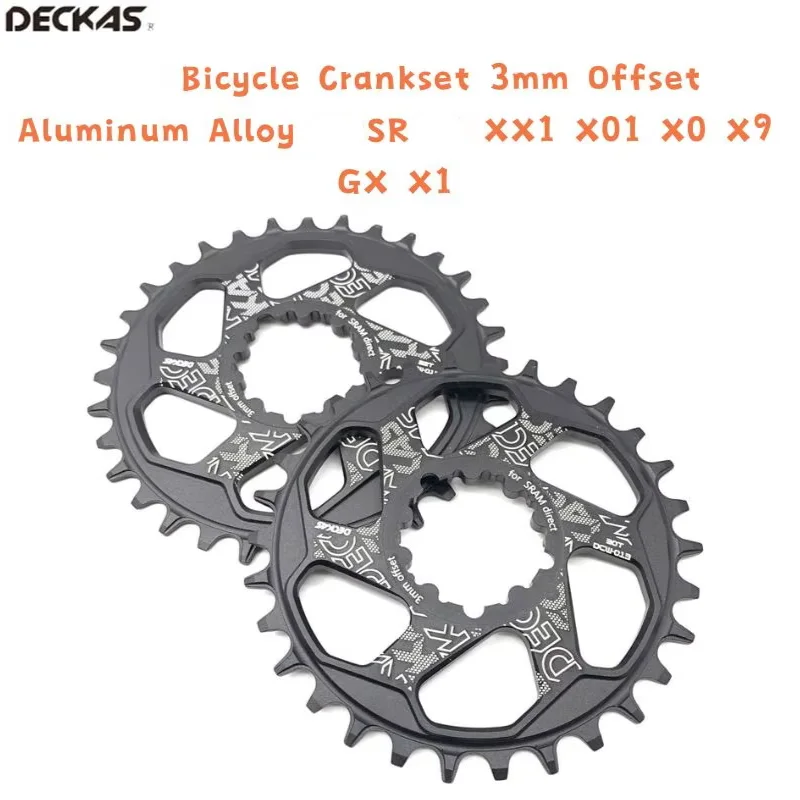 Image of DECKAS Fahrradkettenblatt 30/32/34/36/38T SR Kurbelgarnitur 3mm Offset Aluminiumlegierung für SRAM XX1 XO1 XO X9 ForGX X1 Fahrradteil