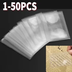 50PCS 3X Magnifying Fresnel Lens Credit Card Shape Wallet Magnifier Lenses Transparent Plastic Cement Portable for Seniors Elder