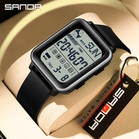 SANDA 6159 Men's Electronic Watch Multi functional Digital Night Light Waterproof Shockproof Silicone Strap Wrist Watches