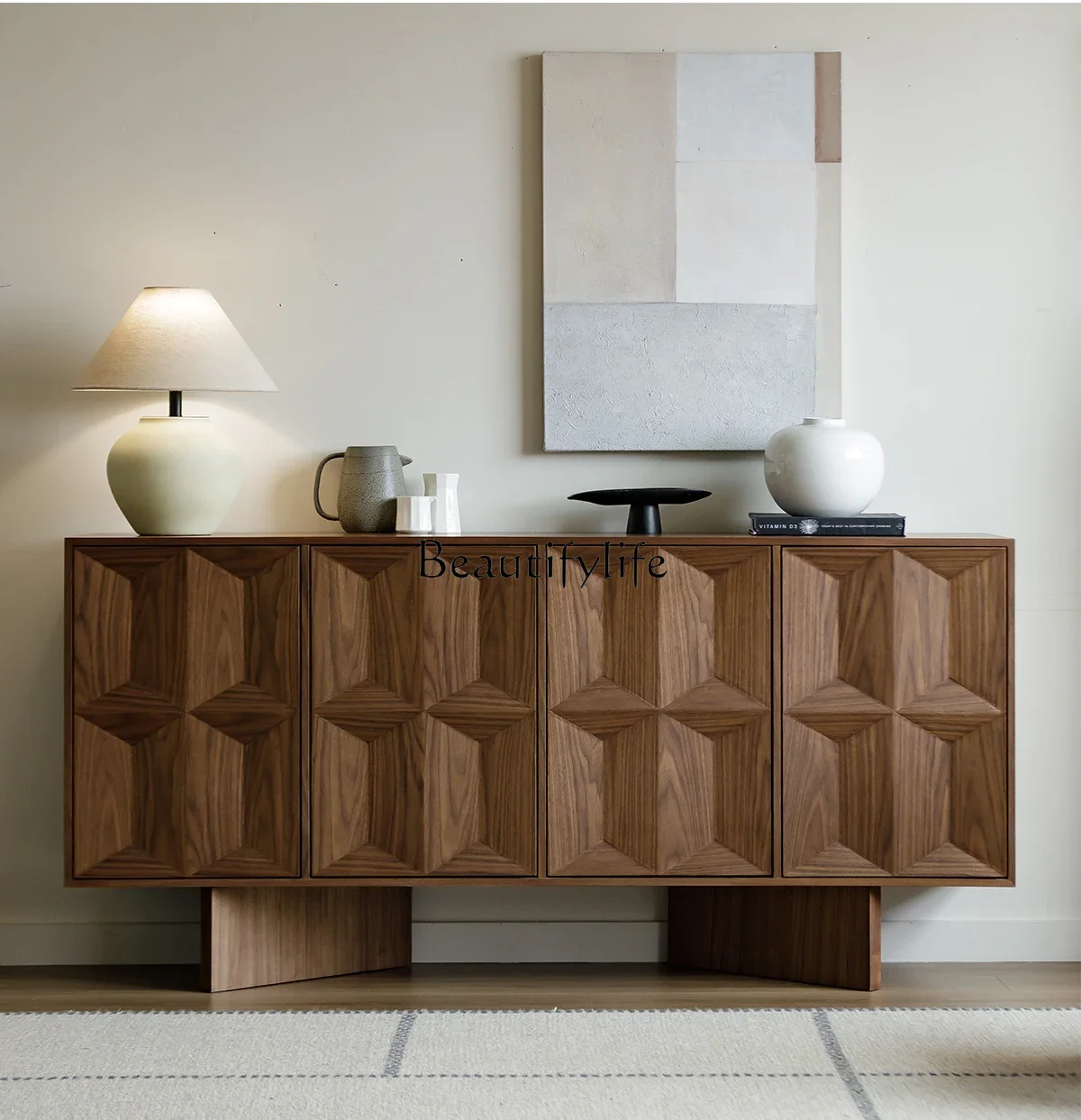 

FG28FG28Nordic all solid wood walnut dining side cabinet living room storage locker large capacity