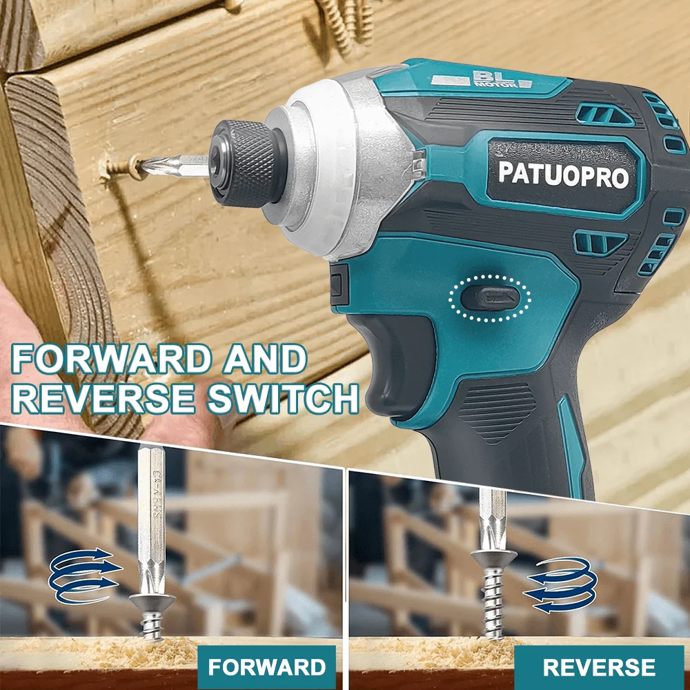 Cordless Brushless Impact Driver Kit Electric Screwdriver 4-Speed 1/4-Inch Hex 3-LED Light for Makita 18v Battery(No Battery)