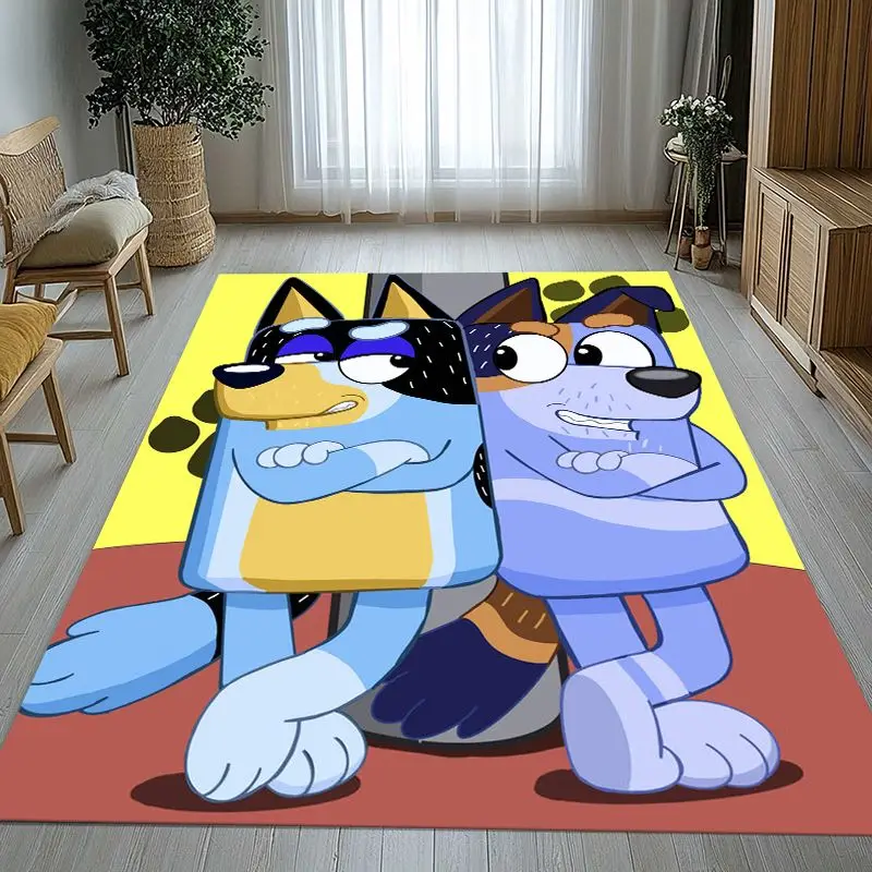 Cartoon Blue Dog Puppy Bingo Soft Non-Slip Large Area Rug for Living Room,Bedroom Playroom Carpet Mat for Sofa,Home Decor Gift