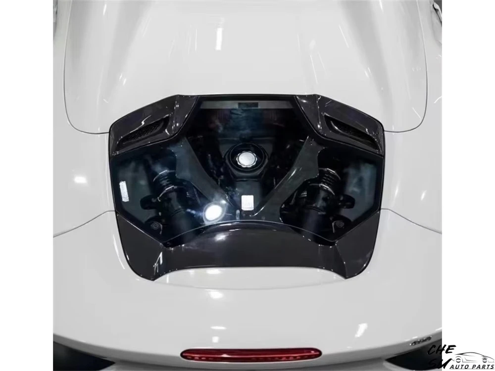 High Quality Dry Carbon Fiber Transparent Engine Hood Body Kit for Ferrari 488 Spider Upgrade, High-temperature Process Car Kit