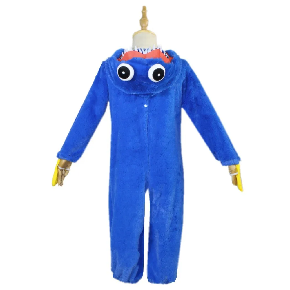 Hot Halloween Blue Mouth Monster Role Playing Costume Time Game jumpsuit Kigurumi Plush Toy Children\'s Party Christmas Gift Whol