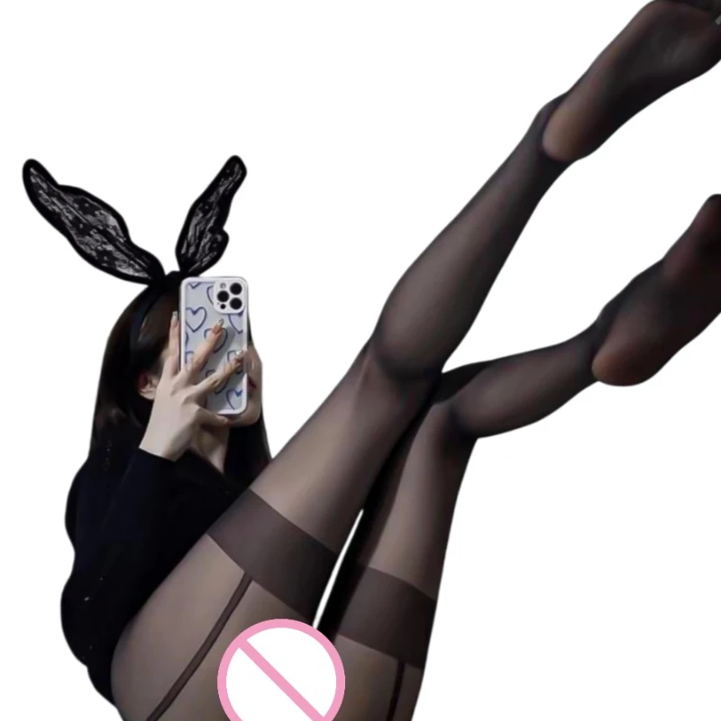 Kave Sexy 5d Open Crotch Ultra Thin Black Sheer Stockings for Women Fake Suspender Passion Sexy Black Silk Dropshipping