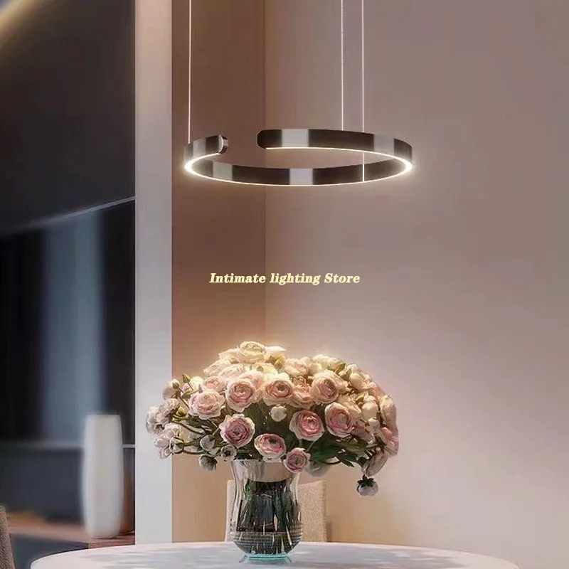 

Modern Luxury LED Circular Black Chandelier for Living Room, Bedroom, Dining Room, Home Decoration White Chandelier Free Shippig