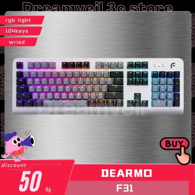 

Dearmo F31 Mechanical Keyboard Wired Keyboard Rgb Backlit 104keys Aluminium E-Sports Keyboard Hot Swap Gaming Keyboard Boy Gifts