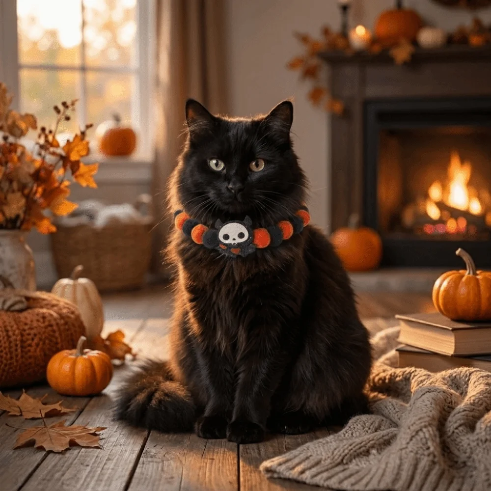 Pumpkin Design Halloween Pet Collar Soft Funny Style Orange Dog Collar Adjustable Rope Lightweight Cat Collar Party
