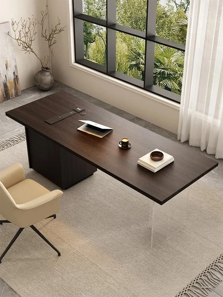 Smoky color modern simple acrylic desk home desk Italian light luxury solid wood computer desk