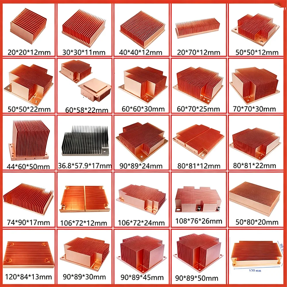 1Pcs  With Mount Holes Width 40-90mm Pure Copper Heat Sink Block Semiconductor Refrigeration Laser Hard Disk Cooling Heat Sink