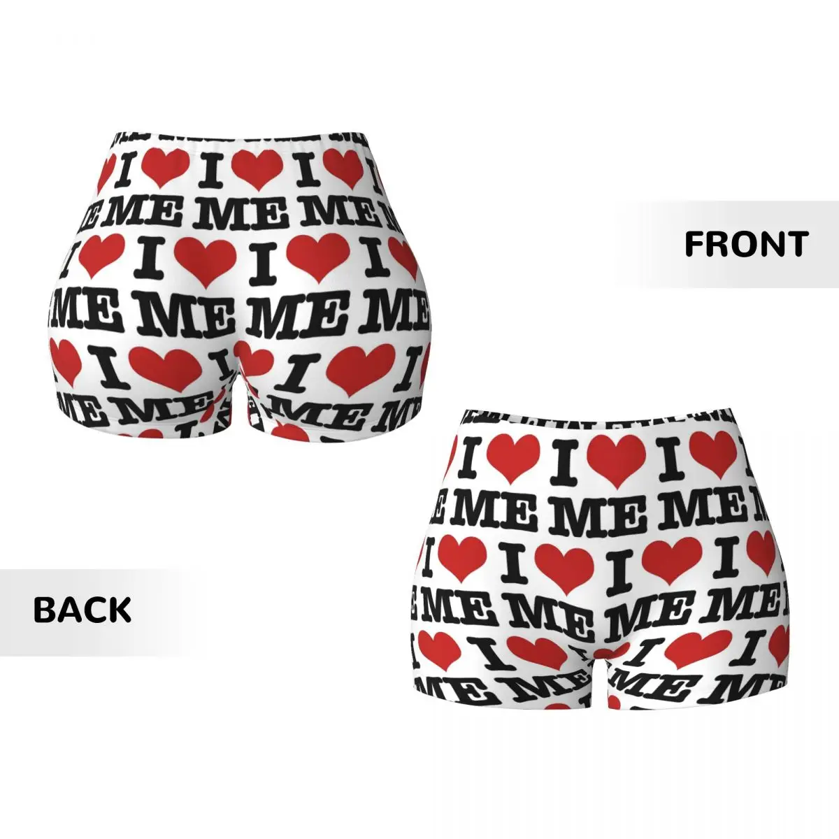 Pantalones cortos de yoga personalizados I Love Me para mujer, entrenamiento de gimnasio, correr, pantalones cortos atléticos de motociclista de voleibol