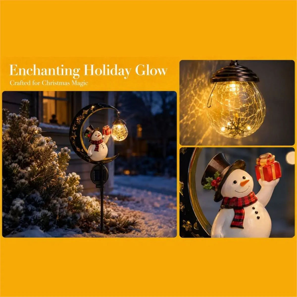 【HOT A88T】 Christmas Moon Solar Garden Stake Light Warm Glow for Patio Yard Porch Deck Fence