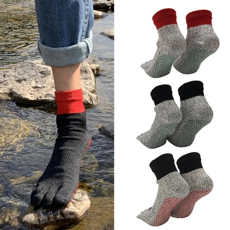 

1Pair 5 Toe High Quality Comfortable Cut Resistant Camping Sock Non Slip Man River Trekking Stocking Hiking Run Climbing Socks