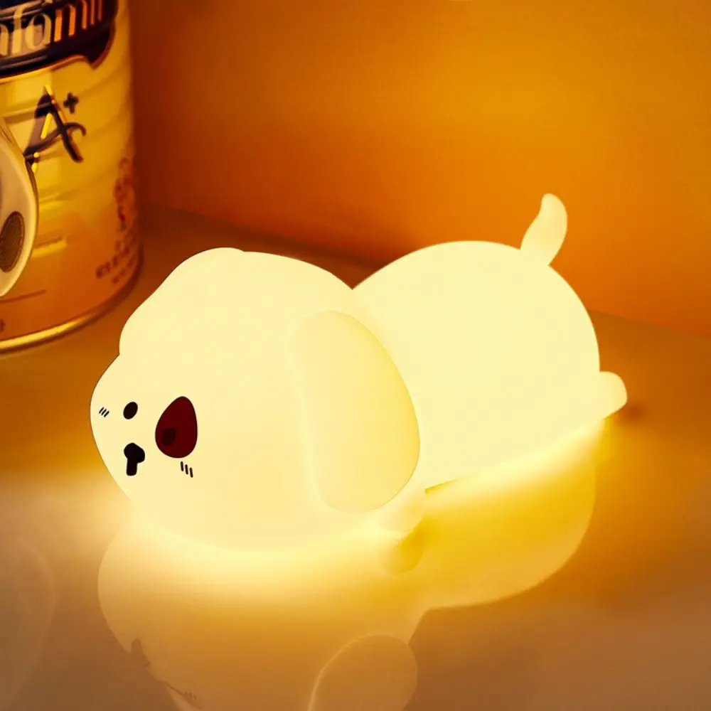 Bedroom Decor Silicone LED Puppy Night Light Cute Soft Table Lamp USB Charging Creative Bedside Light Gift