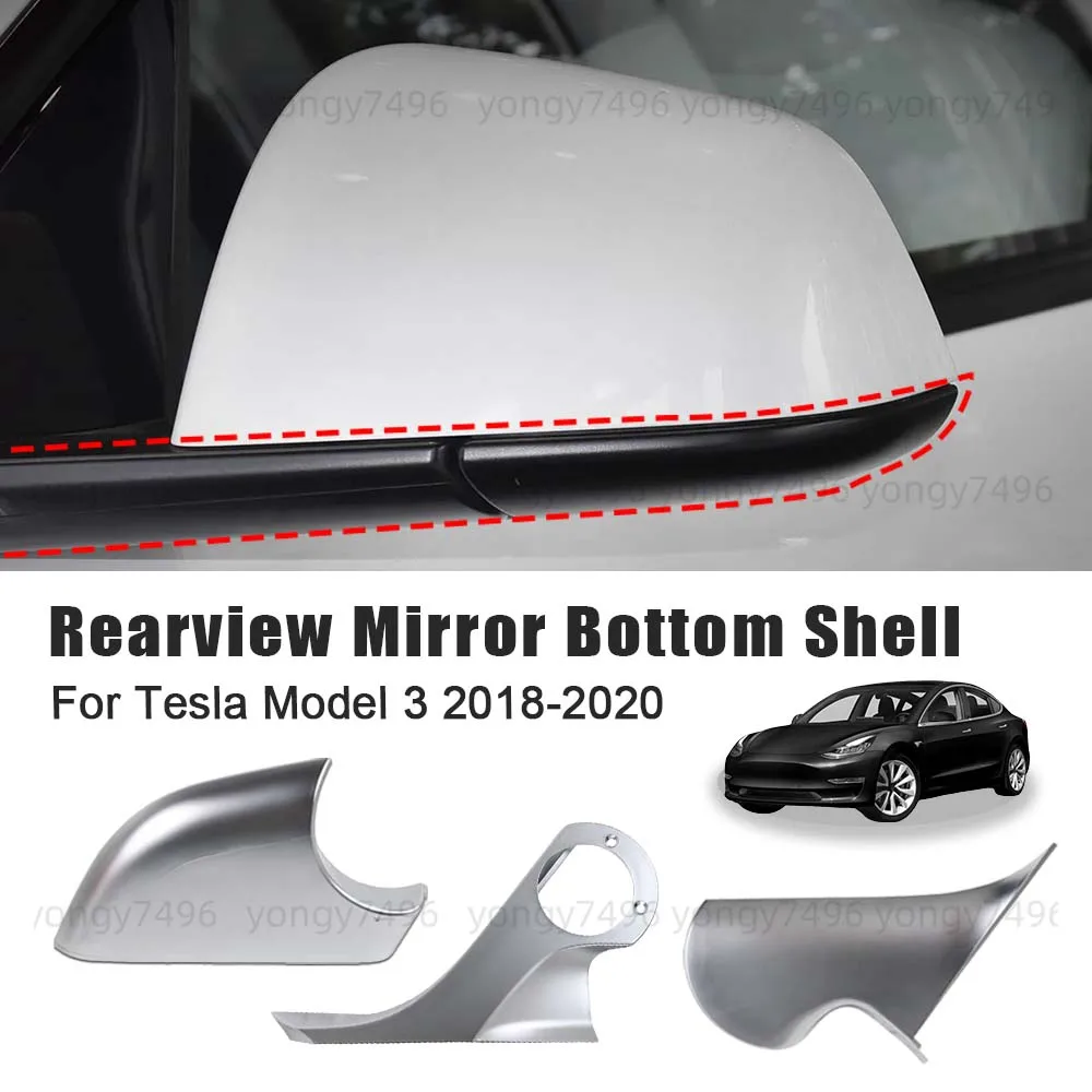 

Protective Cover Rearview Mirror Bottom Shell For Tesla Model 3 2018 2019 2020 Bottom Shell Support Electroplating Accessories