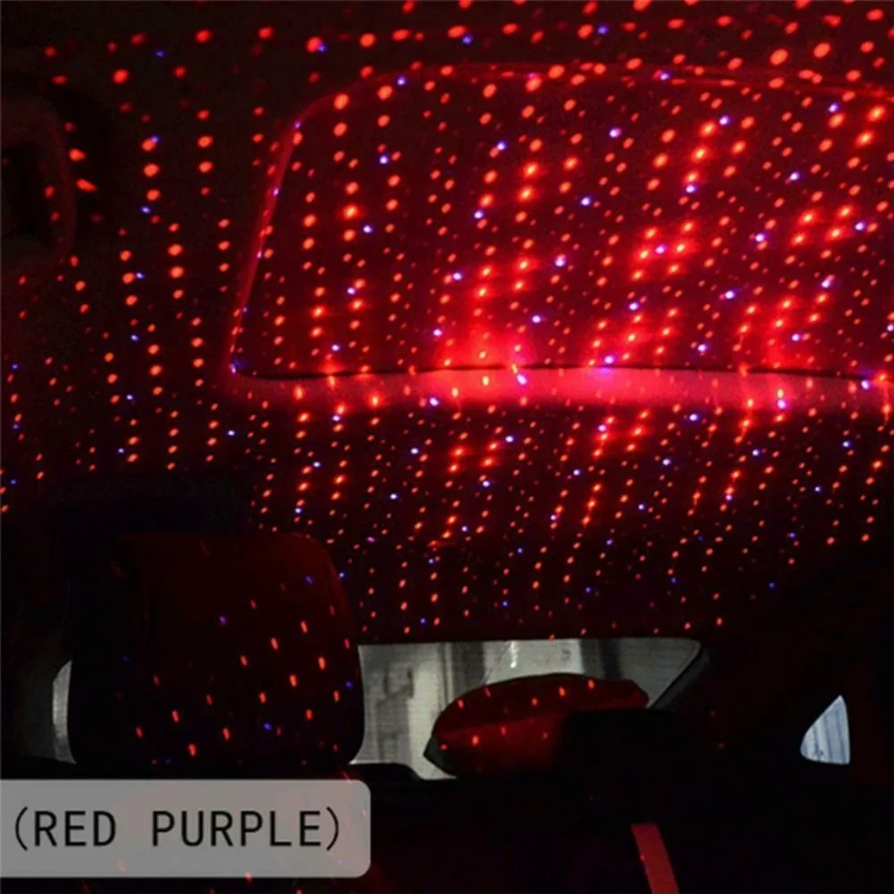 USB Car Roof Star Night Light Car Accessories 5V Red and Purple LED Lights Double Light Starry Sky Lights