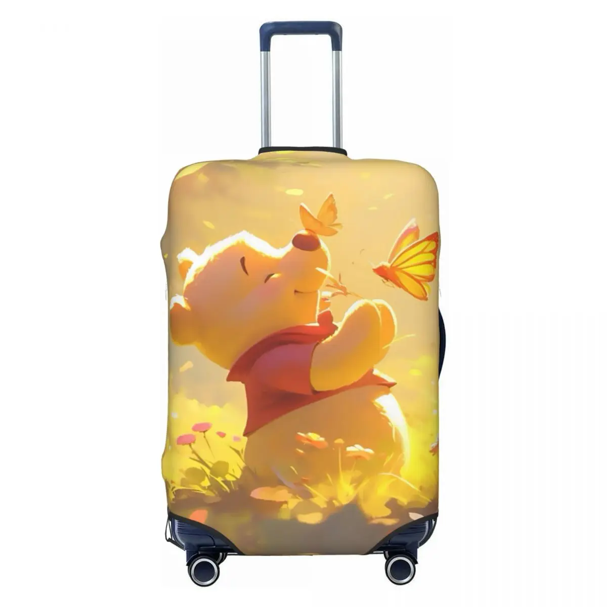 

Custom Winnie Pooh Yellow Bear Travel Luggage Cover Elastic Kawaii Cartoon Suitcase Cover Protector Fit 18-32 Inch