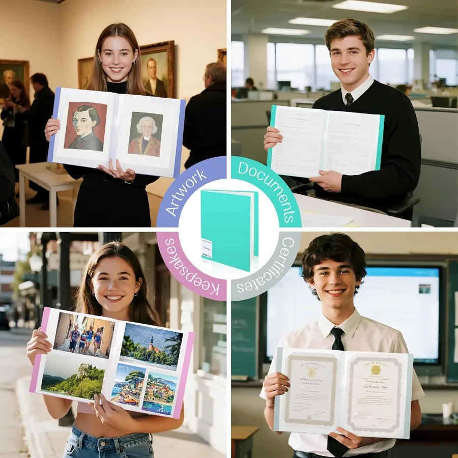 30-Pocket Heavy Duty Art Portfolio Folder with Clear Plastic Sleeves for 8.5x11 Documents Ideal for Presentation Book Display a