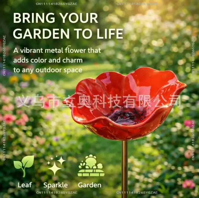 Handmade Metal Flower Garden Stake Multi color handmade metal flower garden card bird water dispenser bathtub view 6