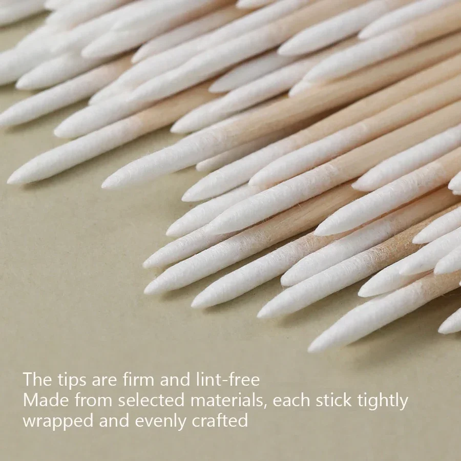 Cotons-tiges 100 pièces à double extrémité avec pointes pointues fines pour l'art des ongles, le maquillage, les outils de beauté de rapport d'eye-liner