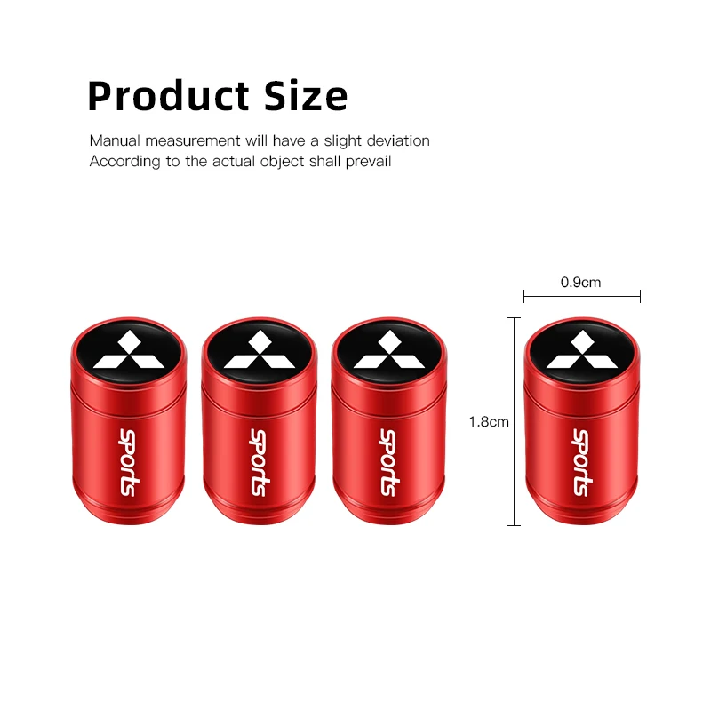 자동차 휠 타이어 밸브 캡, 금속 방수 먼지 커버, 미쓰비시 이클립스 랜서 아웃랜더 파제로 ASX 콜트 I200 Ex Star, 4 개