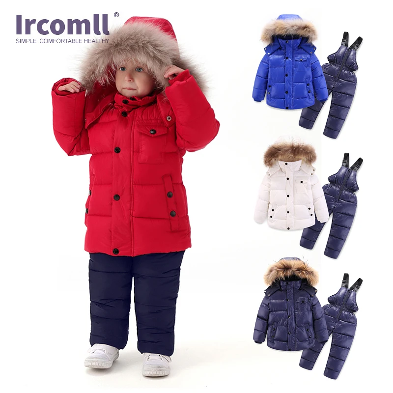 Ircomll Hight Quality Winter Child Clothing Sets Thick Cotton Down Kid Outwear Windproof Children Clothes Snow Wear ToddleSki Su