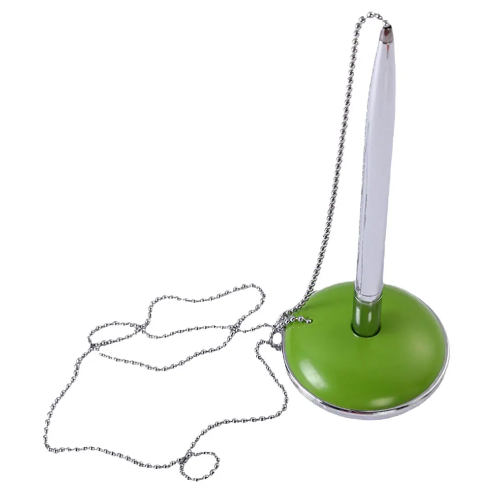 

Signing Pen Green Smooth Writing Ergonomic Desk Pen Office Hotel Bank Counter Standing Design Chain Base Included Business