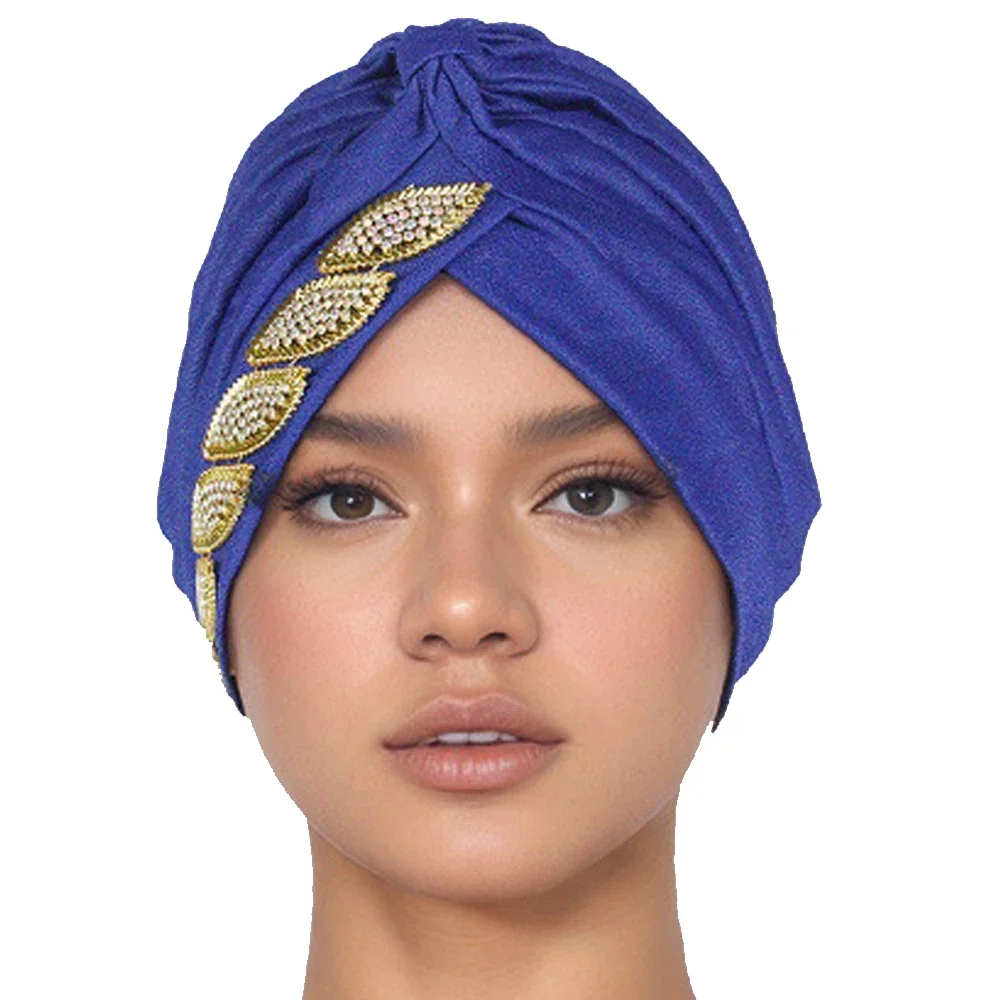 

Новый африканский тюрбан с бриллиантами для женщин, мусульманский хиджаб с оборками, платок, повязка на голову, химиотерапевтическая шапка, Нигерия, шапка-бини, тюрбан Mujer