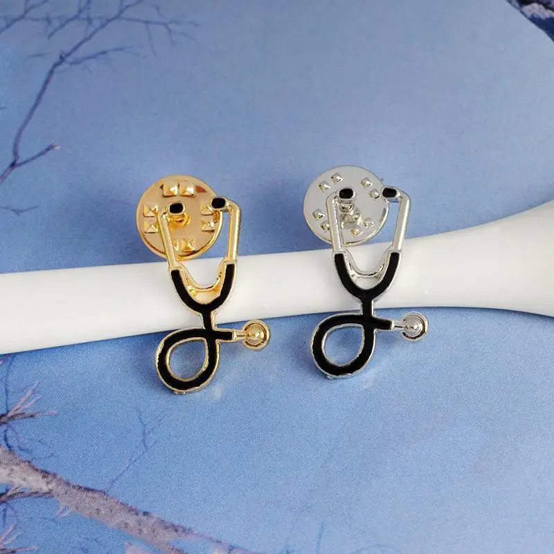 2Pcs Men and Women Cartoon Brooch Creative Doctor Stethoscope Chest Pin Cloth Accessories view 4