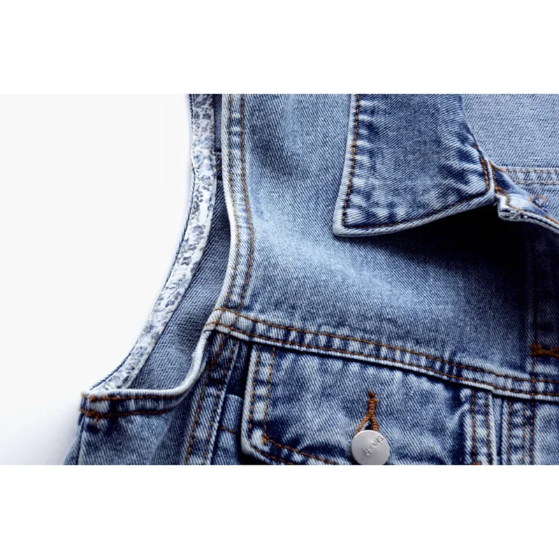 

Spring Summer Women New Big Pocket Denim Vest Casual Slim Short Cowboy Waistcoat White Black Blue Sleeveless Jeans Vests Female